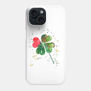 Heart with four-leaf clovers Phone Case