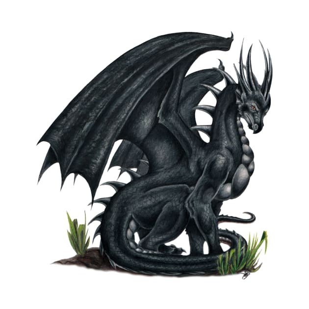 Majestic Black Dragon by Sandra Staple