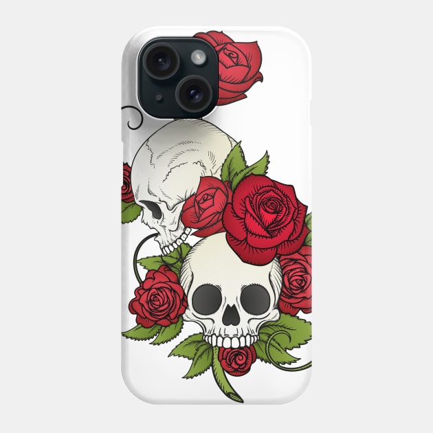 Skulls And Flowers Phone Case by Utopia Shop