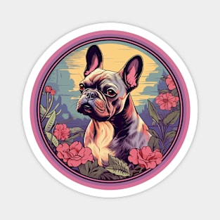 Floral Pink French Bulldog Magnet