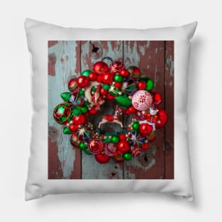 Old Fashion Christmas Wreath Pillow