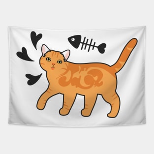 Doodle American Shorthair Cat - Orange Tapestry