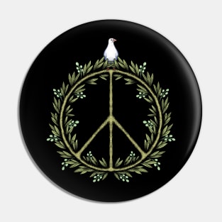 Peace symbol  with olive tree Pin