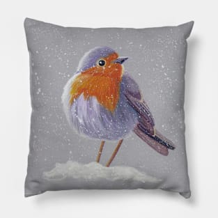 Robin in the Snow Pillow