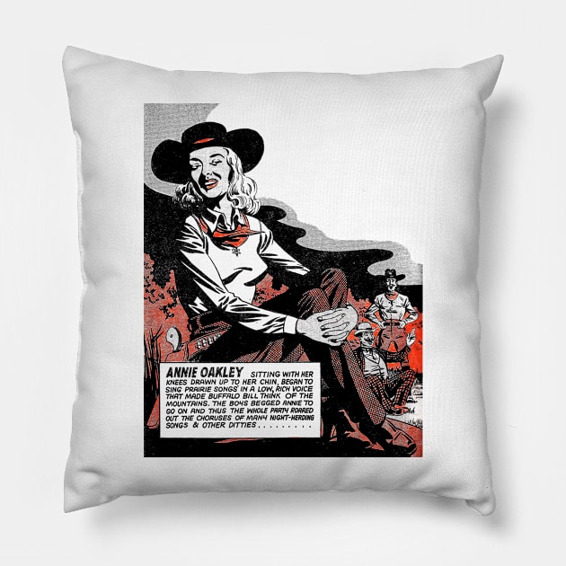 Annie Oakley Buffalo Bill Western Cowboy Retro Comic Pillow by REVISTANGO