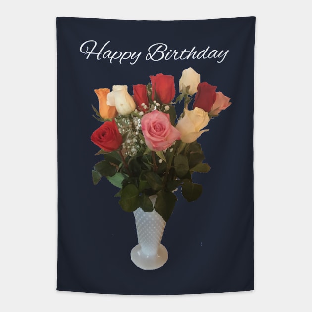 Happy Birthday Rose Bouquet Tapestry by Amanda1775