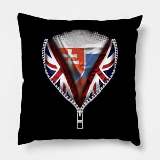 Slovakian Flag  Slovakia Flag British Flag Ripped Open - Gift for Slovakian From Slovakia Pillow