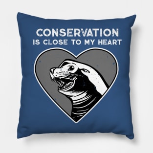 Sea Lion Conservation Heart Pillow