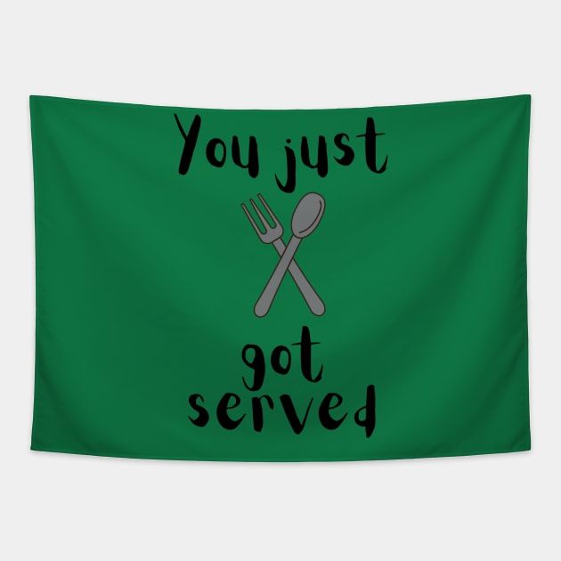 You just got served knife and fork hip hop dance party raving clubbing dancer b-boy or waiter kitchen Tapestry by farq