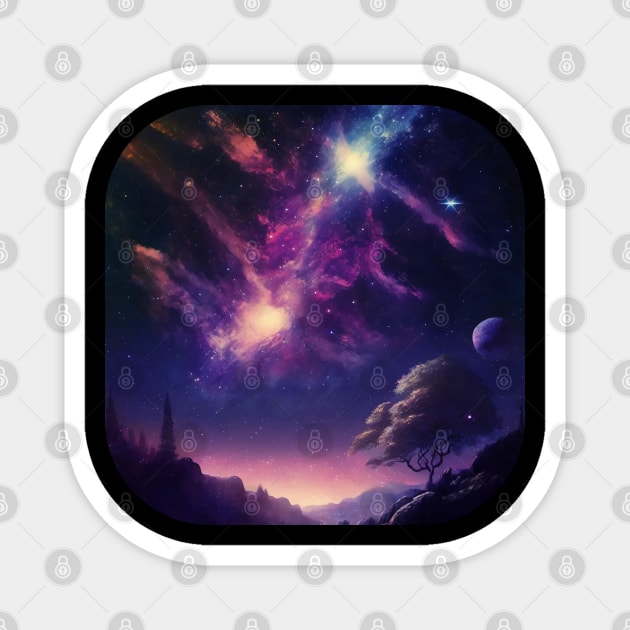 Peaceful Dreams Colorful Space Sakura Tree Sakura Magnet