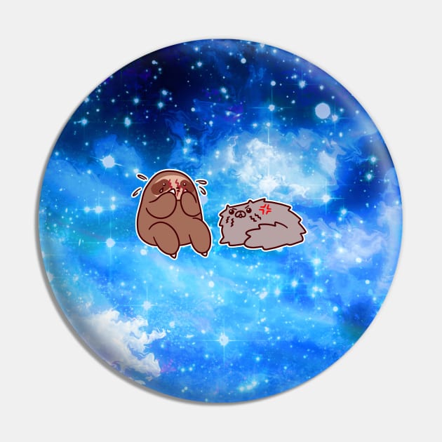 Sloth Cat Scratch Night Sky Pin by saradaboru