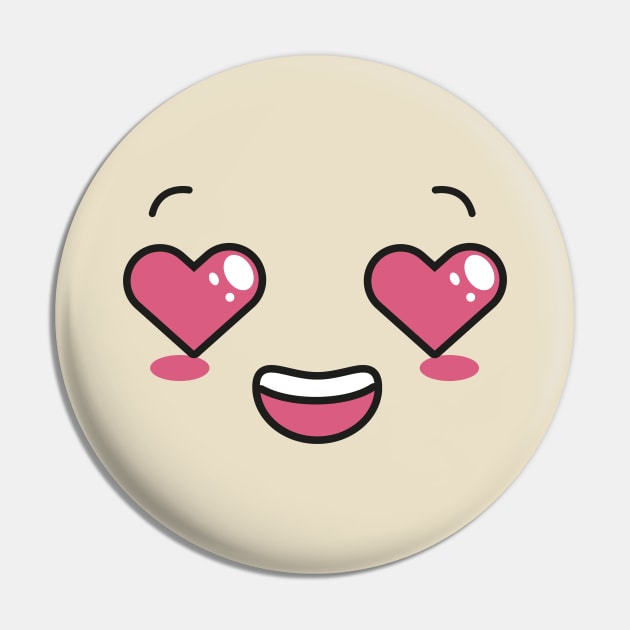 Heart-Eyes Cute Face Pin by Tariq-T-art