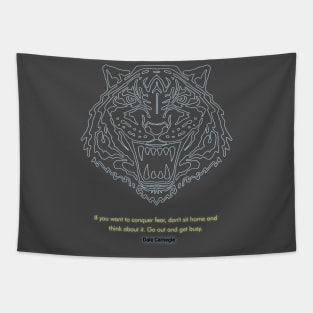 Defeat Fear Tiger Logo Tapestry