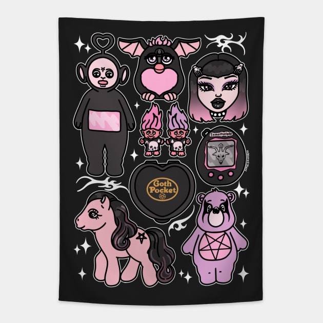 Y2K creepy cute toys Tapestry by chiaraLBart