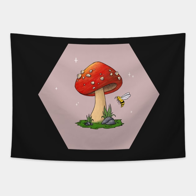 Mushroom & Bee Tapestry by Tovi-98