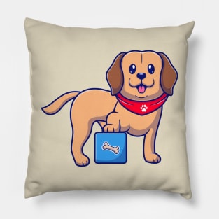 Cute Labrador Dog With Box Cartoon Pillow