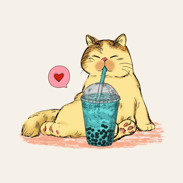 Funny Cat Bubble Tea Lover by Nessanya