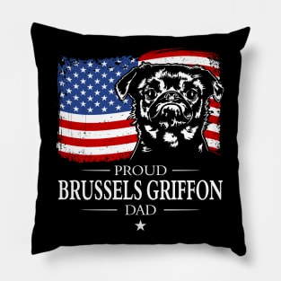 Brussels Griffon Dad American Flag patriotic dog Pillow
