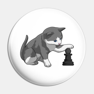 Cat at Chess with Chess piece Bishop Pin