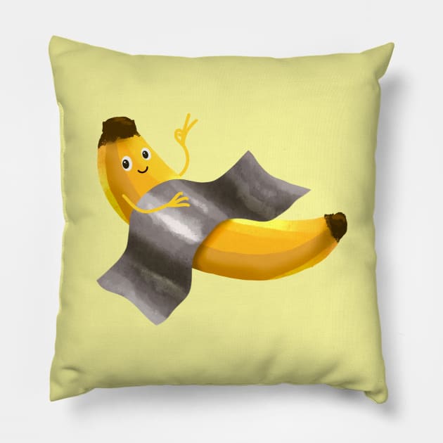 Duct tape relaxing banana Pillow by Hameo Art