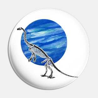 Dinosaur Skeleton in Space Deep Blue Pin