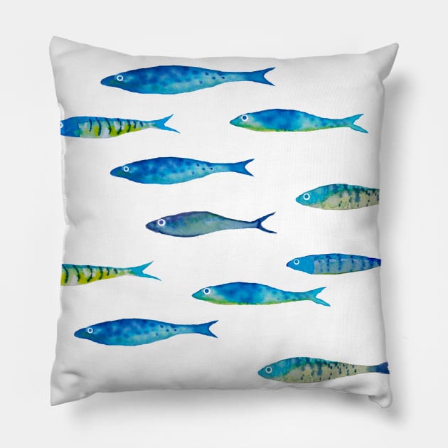 Blue Minnows Pillow by colleendavis72