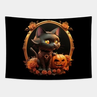 Halloween Black Cat Tapestry