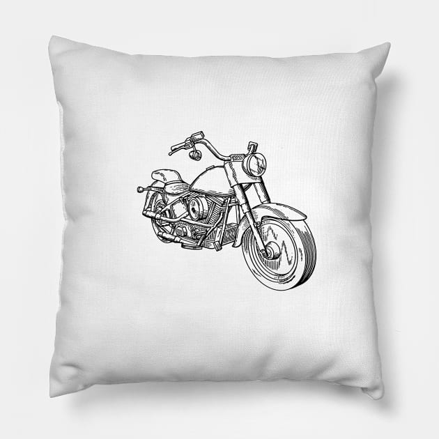 Motorcycle Vintage Patent Hand Drawing Pillow by TheYoungDesigns