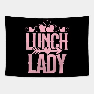 Lunch lady valentines day love heart design school Tapestry