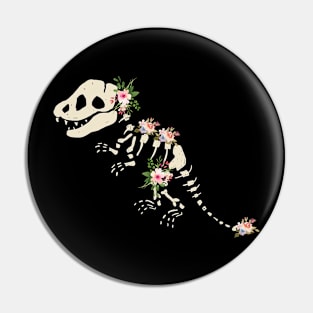 Floral Dinosaur Skeleton Pin