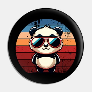 Retro Panda in Sunglasses BBQ Pool Party Funny Panda Pin
