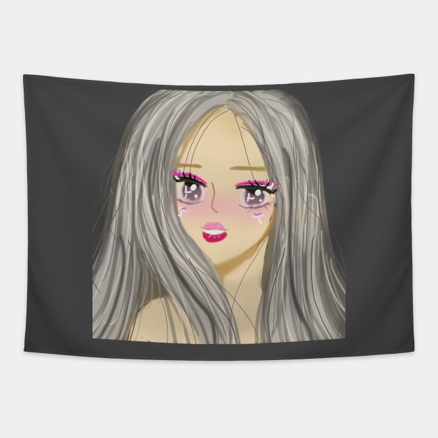 Anime Japanese cartoon style , beautiful girl Tapestry by Artiststore1983 