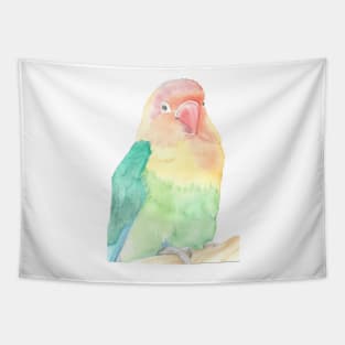 Lovebird watercolor portrait animal parakeet painting Tapestry