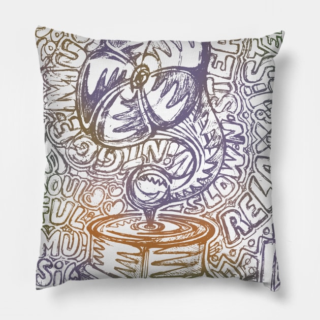 Gramophone Phonograph Retro Art Style Illustration Pillow by GeeTee