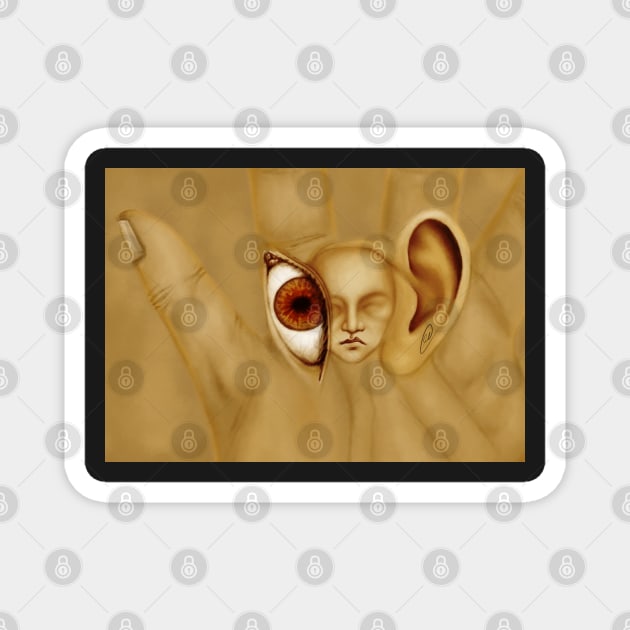 Hear, See, Speak - digital painting version 1 Magnet by dangerbeforeyou