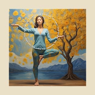 Woman Meditating in Yoga Tree Pose T-Shirt