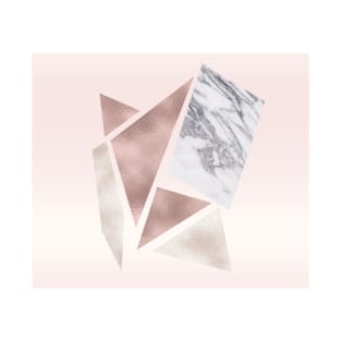 Abstract rough cut stones - rose gold grey skies T-Shirt