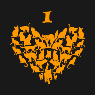 i love cats - heart design with cat image-yellow-cat lovers T-Shirt