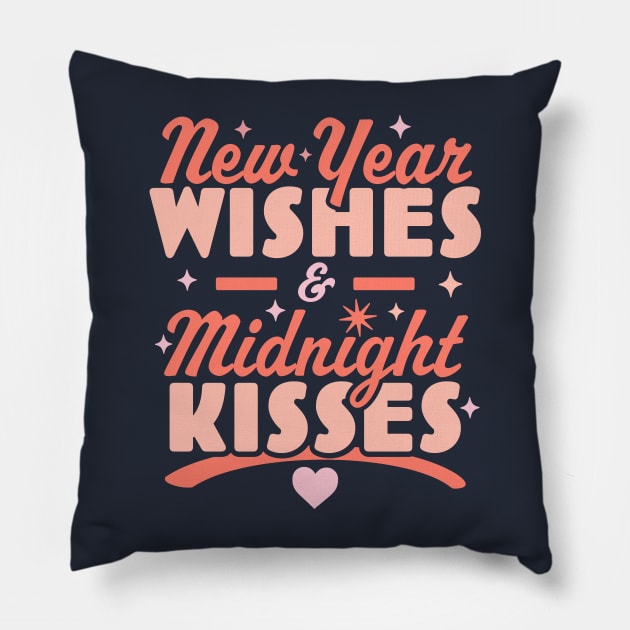 New Year Wishes and Midnight Kisses - Happy New Years Eve Pillow by OrangeMonkeyArt