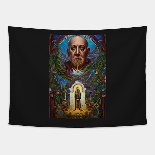 Saint Aleister Crowley The Great Beast of Thelema painted in a Surrealist and Impressionist style Tapestry by hclara23