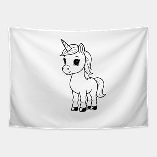 Cute Baby  Girl Horse Animal Outline Tapestry