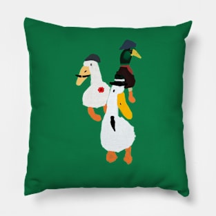 Three Fashionable Ducks Pillow