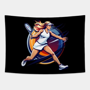 Beautiful woman playing tennis Tapestry