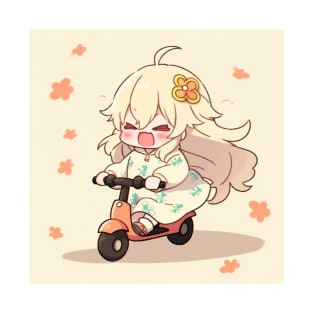 Chibi Cute Girl Ride Scooter T-Shirt