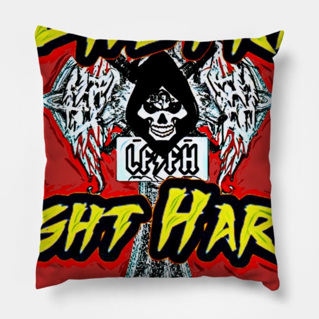 Live Free Fight Hard 80s Pillow by Dice 