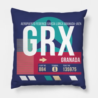 Granada, Spain (GRX) Airport Code Baggage Tag Pillow