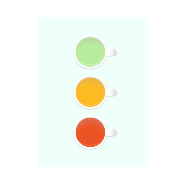Teacup Traffic Lights Green Yellow And Red Teas On Mint by 4U2NV-LDN