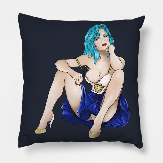 Bulma Pin Up Fan Art Pillow by BearaArt