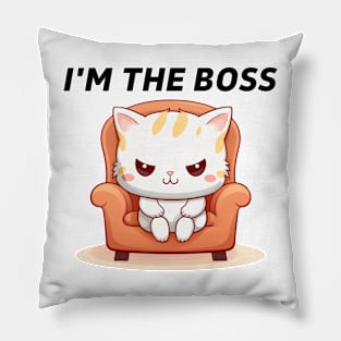 Cute Funny Cat I'm The Boss Pillow