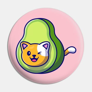 Cute Cat Avocado Cartoon Pin